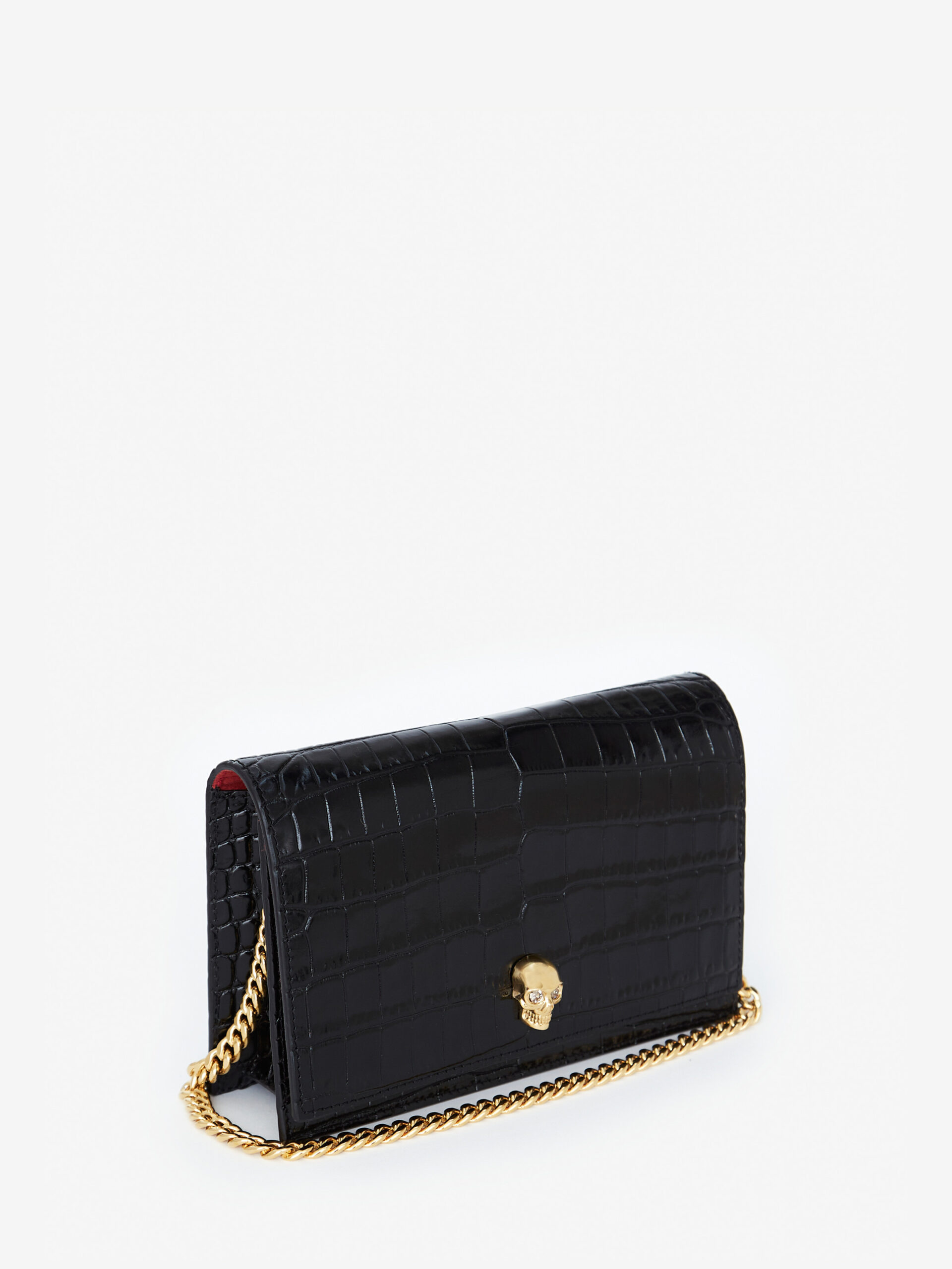 Alexander McQueen Womens Small Skull Bag in Black Leather