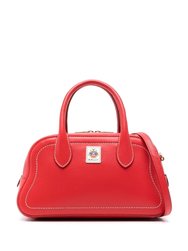 Bally Unda Appliquéd Leather Shoulder Bag in Red