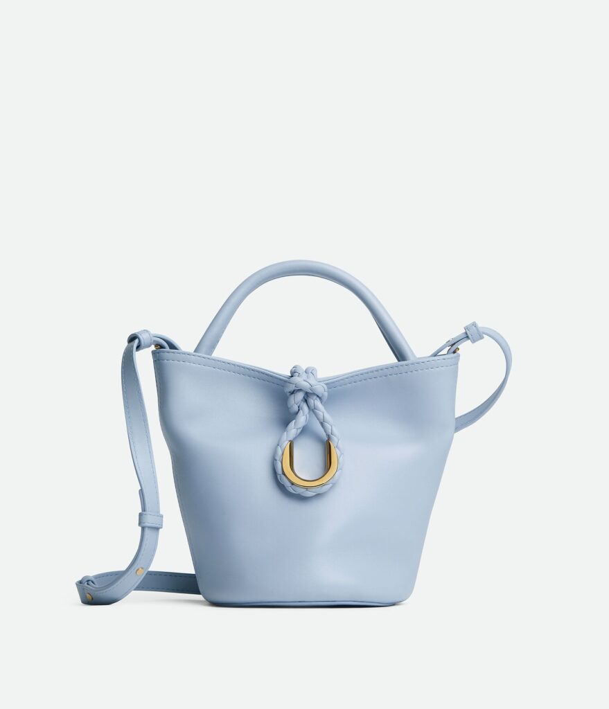 Bottega Veneta Small Liberta Leather Bucket Bag in Lunar Blue
