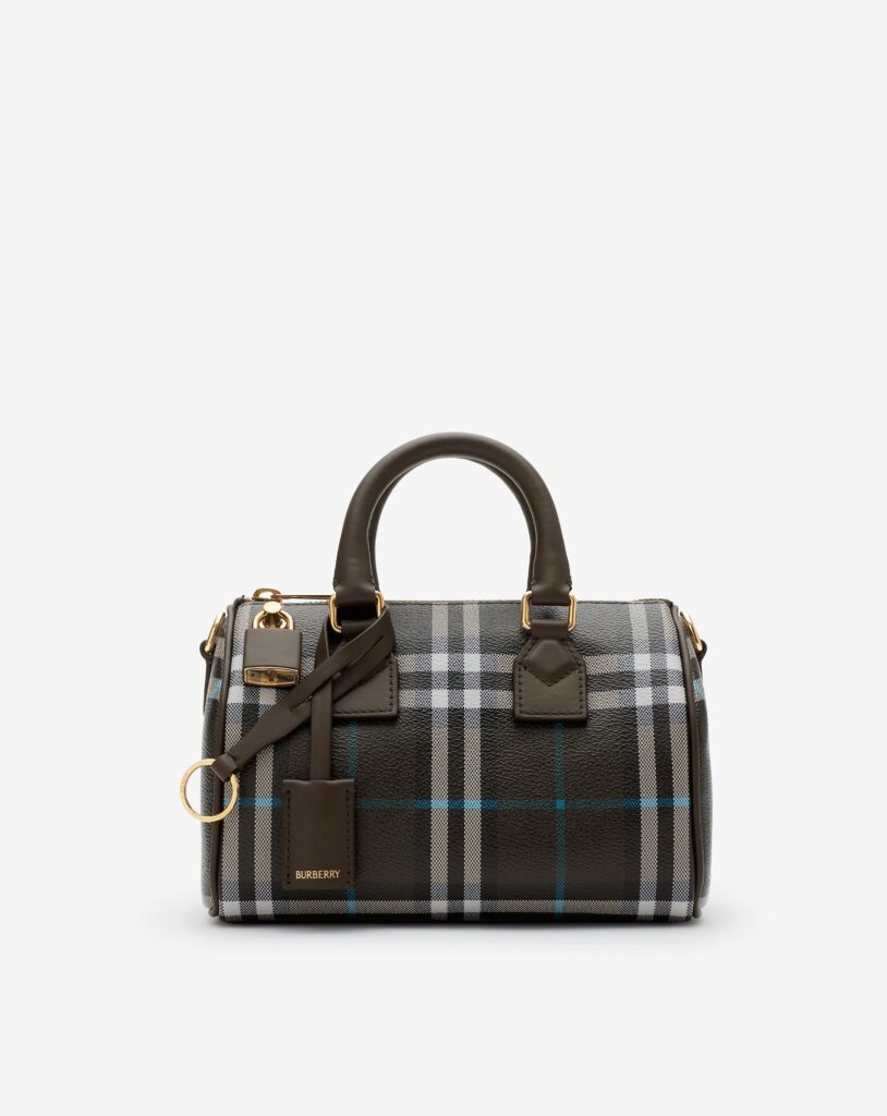 Burberry Women's Leather Mini Check Bowling Bag in Snug