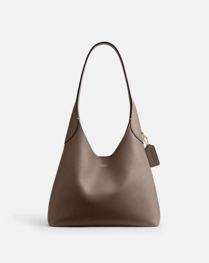 Coach Brooklyn Leather Shoulder Bag 28 in Dark Stone