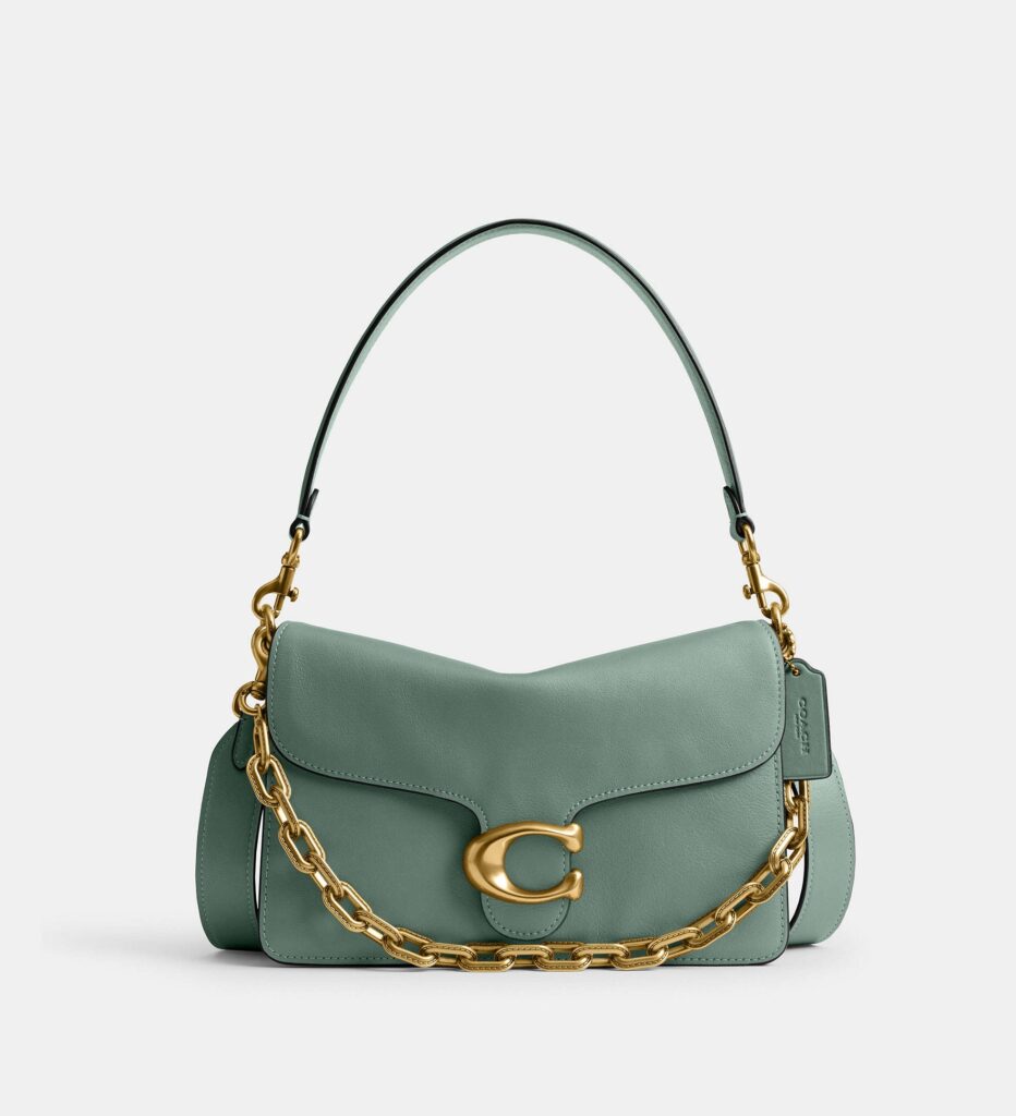 Coach Chain Tabby Leather Shoulder Bag in Sage
