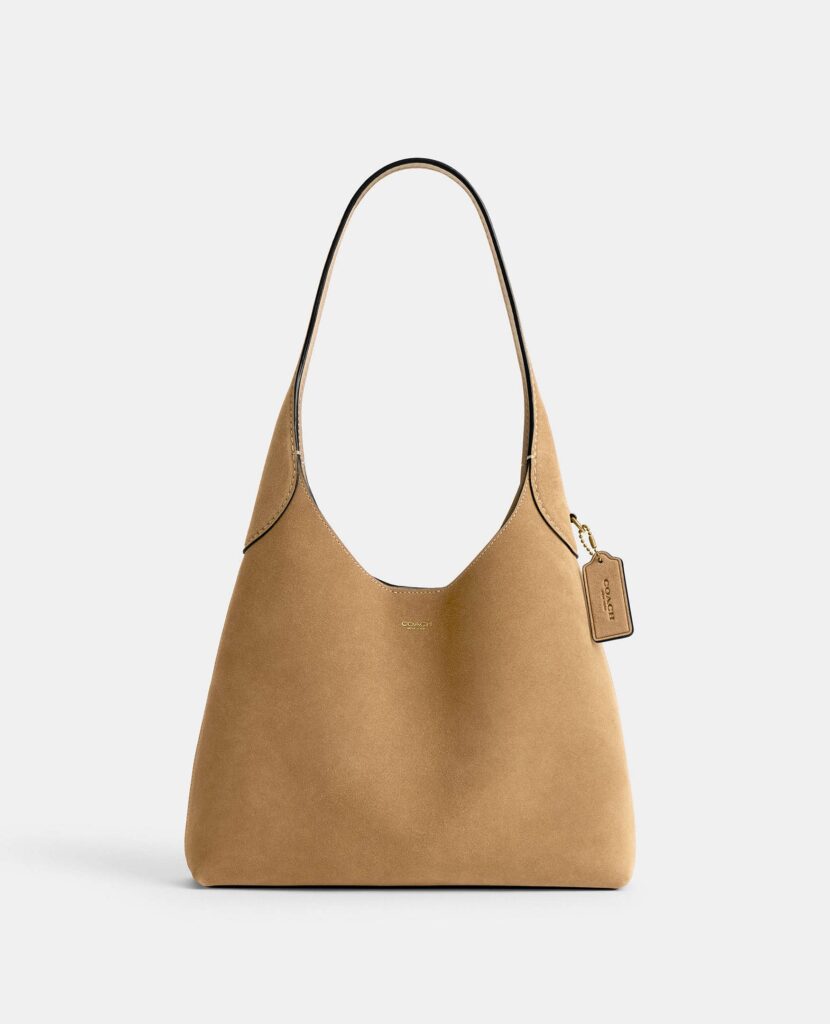 Coach Women's Brooklyn Suede Shoulder Bag 28 in Sand