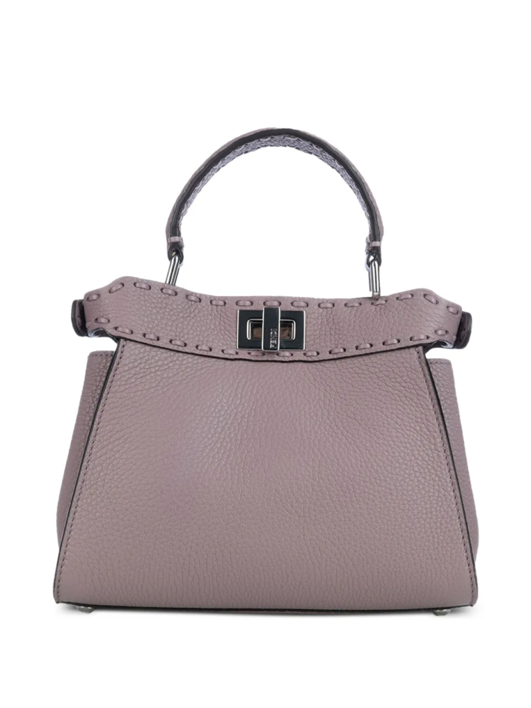 Fendi Mini Peekaboo Mauve Leather Tote Bag