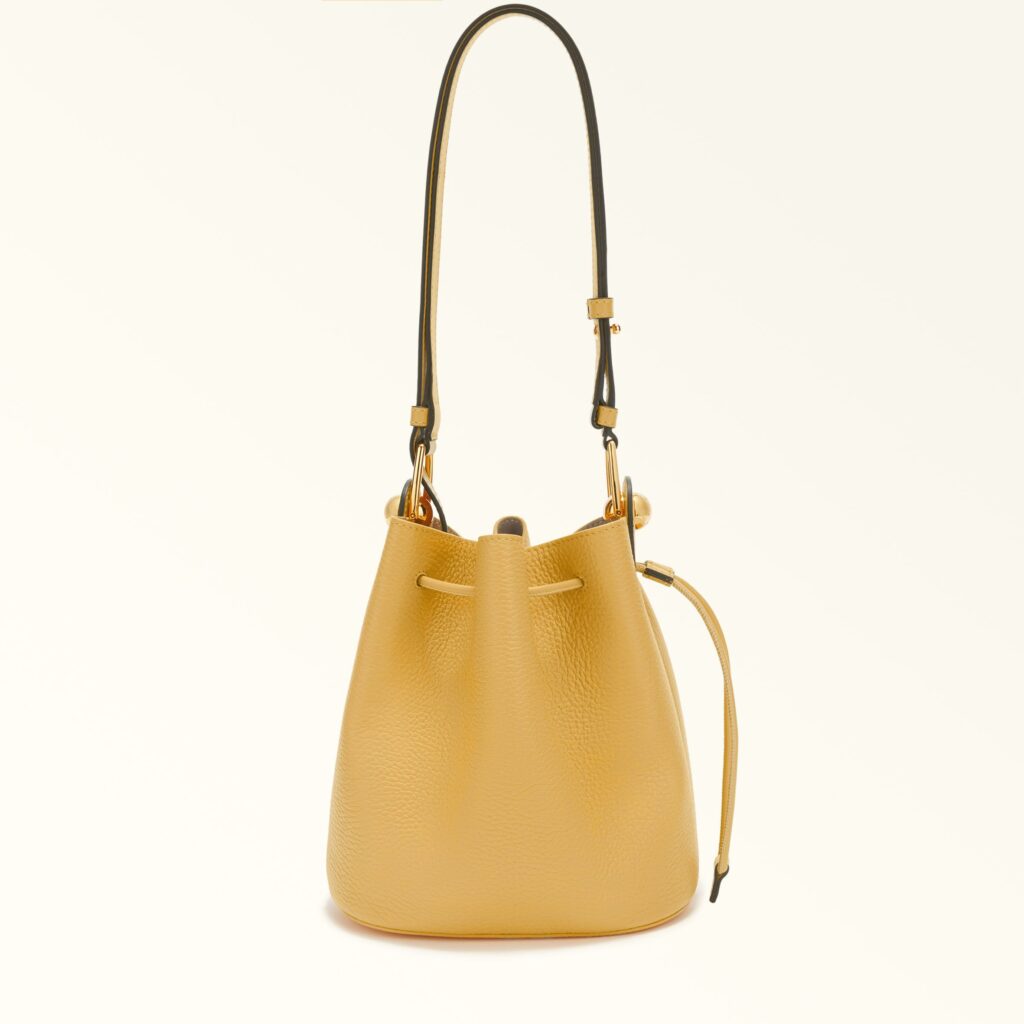 Furla SFERA Leather Bucket Bag in crema