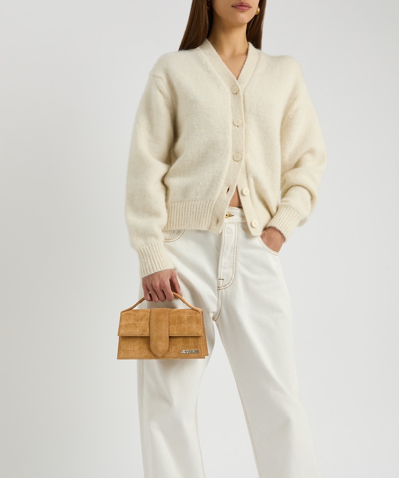 Jacquemus Le Grande Bambino Camel Suede Top Handle Bag