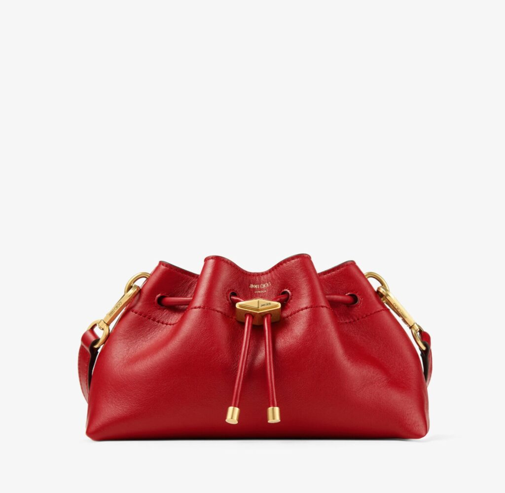 Jimmy Choo Cinch S Ruby Red Leather Bucket Bag