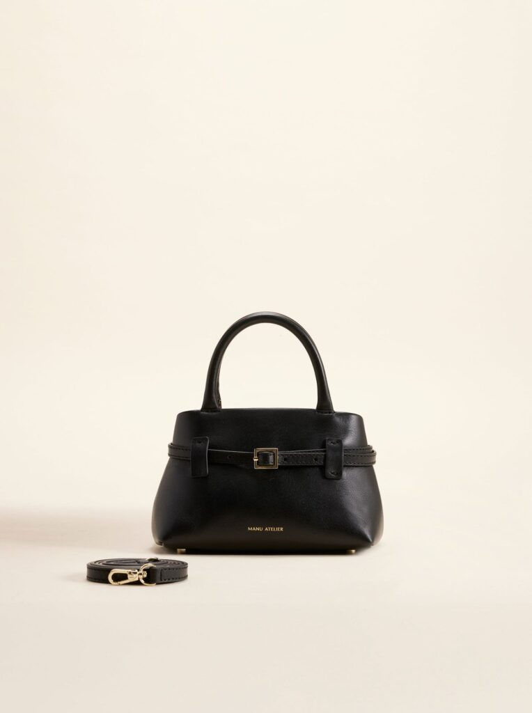 Manu Atelier Le Cambon 20 Leather Top Handle Bag in Black