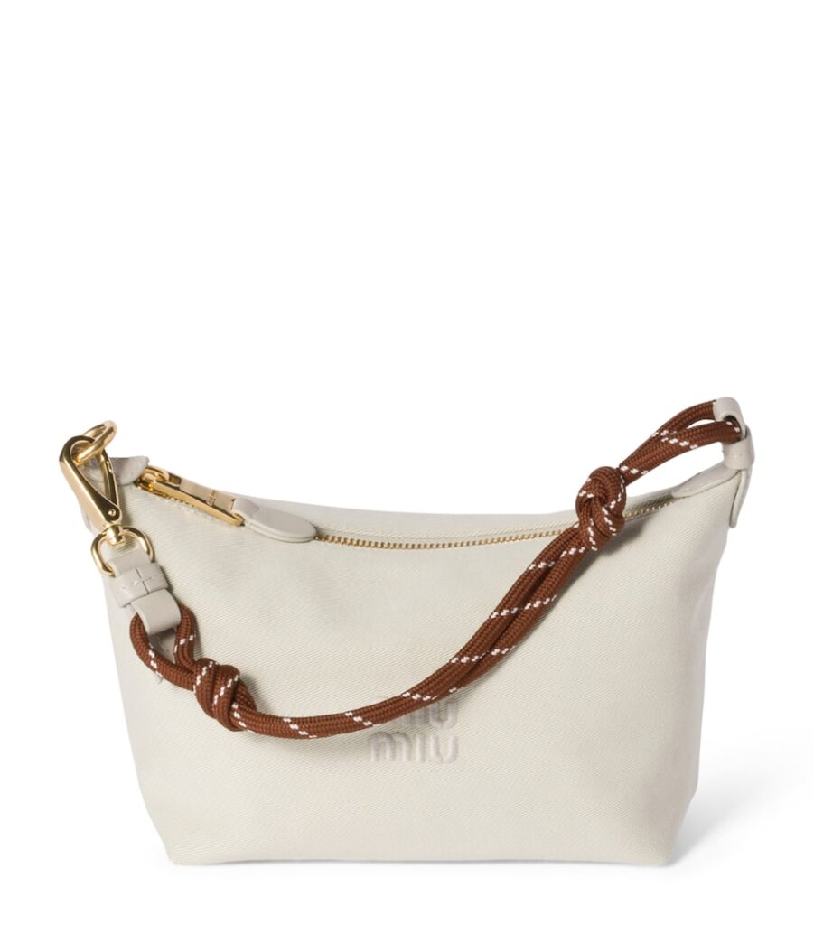 Miu Miu Leather Gabardine Pouch in Chalk White