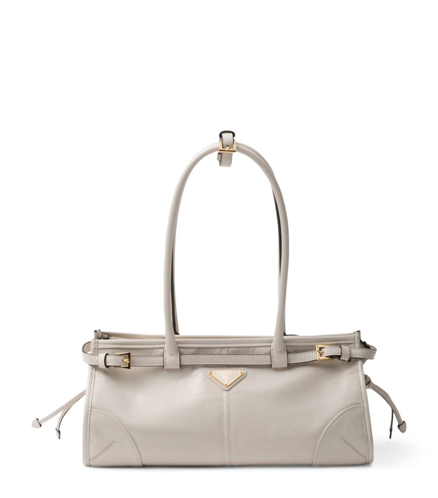 Prada Bonnie Medium Leather Shoulder Bag in White