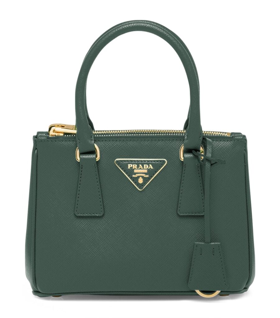 Prada Calfskin Galleria Safiano Green Leather Mini Bag