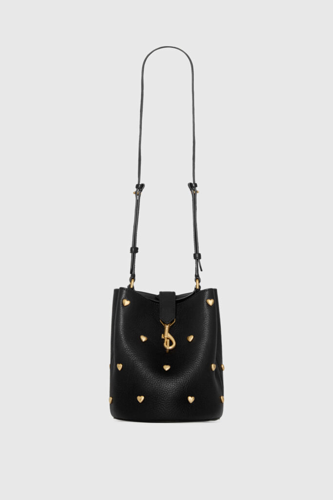 Rebecca Minkoff Women's Small Heart Leather Bucket Bag in Black
