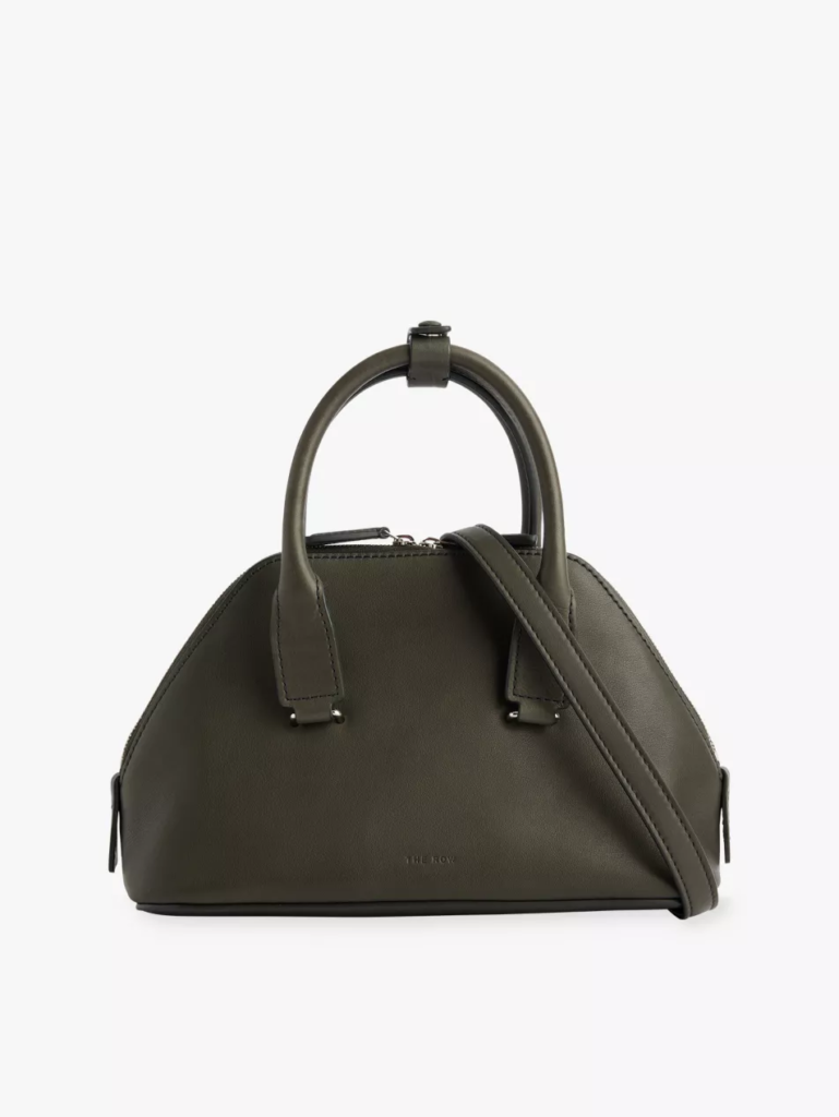 The Row Devon Mini Leather Top Handle Bag in Koala Grey