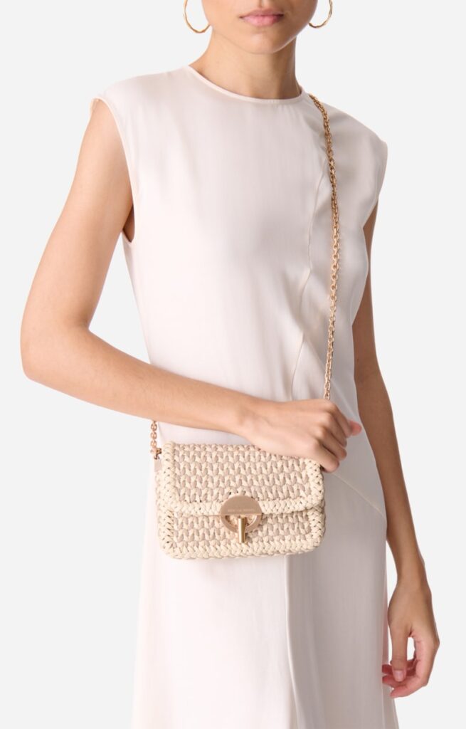 Vanessa Bruno Small Braided Leather Moon Bag in Beige Ivory