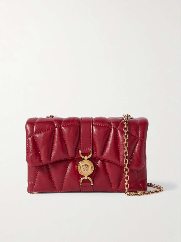 Versace Kleio Guilted Leather Mini Shoulder Bag in Red