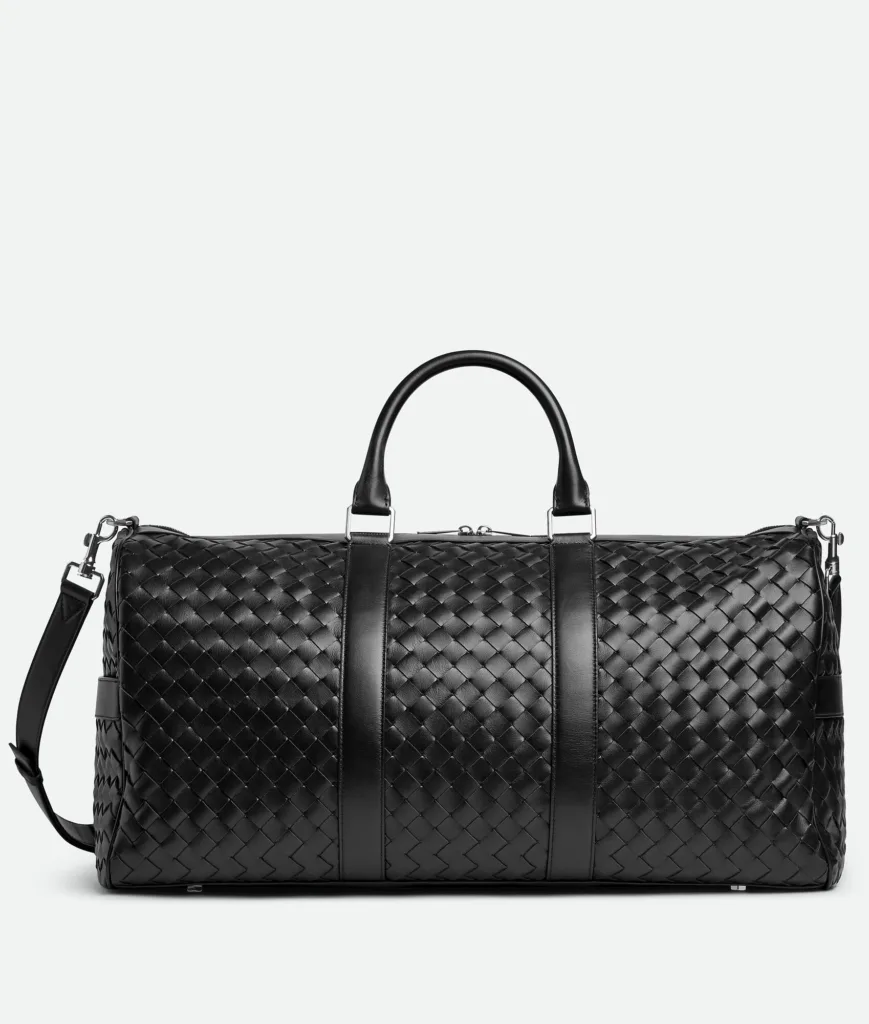Bottega Veneta Black Intrecciato Leather Cabin Duffle Bag