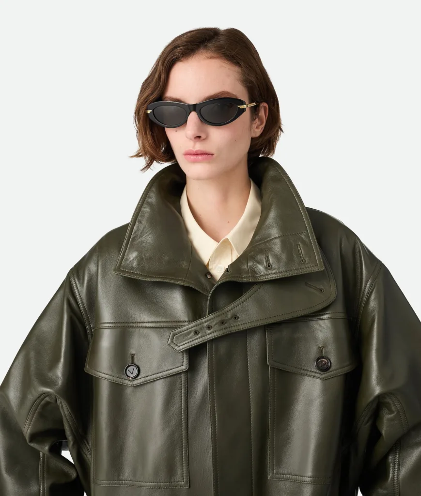 Bottega Veneta Classic Cat Eye Black and Grey Sunglasses Gold Finish