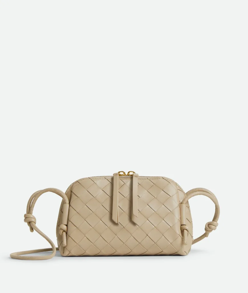 Bottega Veneta Concert Pouch Intrecciato Ecru Leather Bag