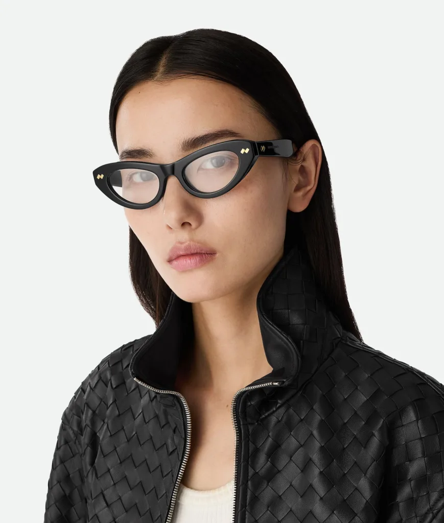 Bottega Veneta Dizzy Cat Eye Black and Transparent Eyeglasses