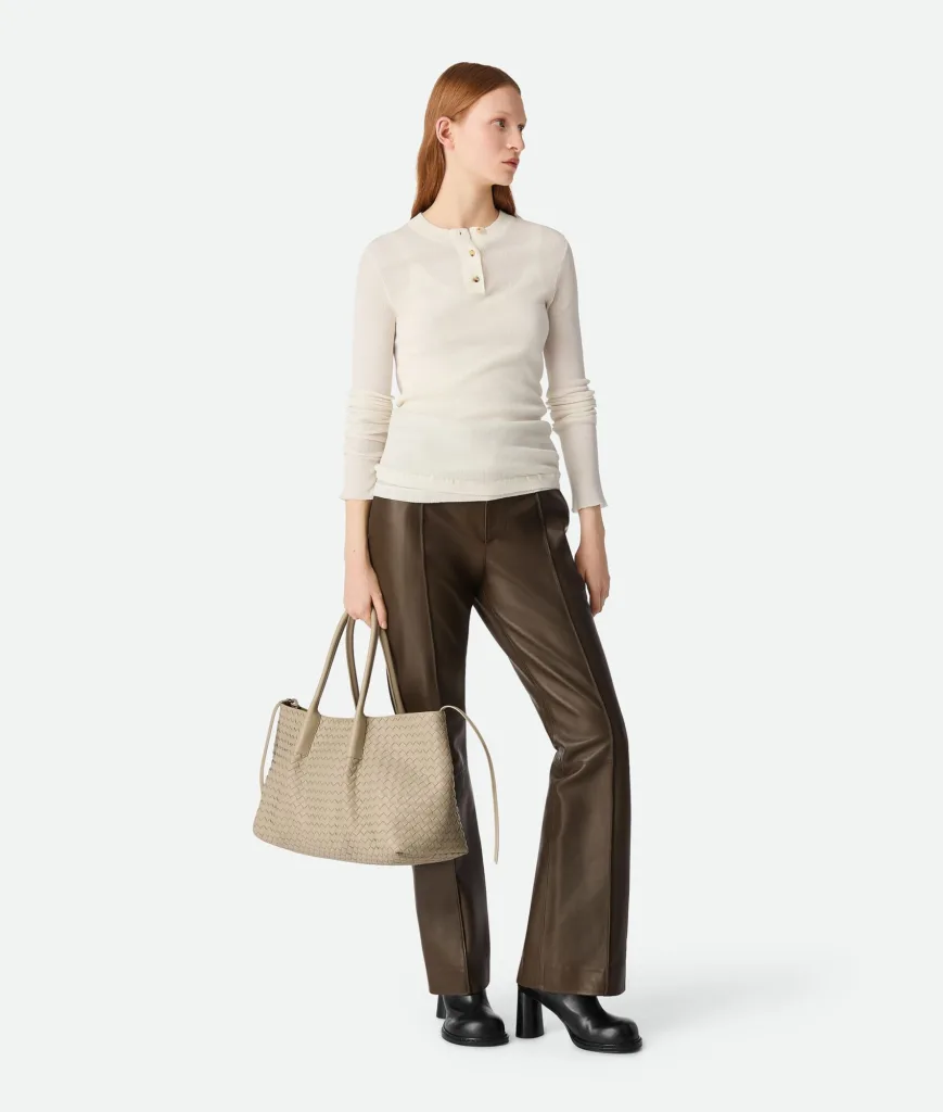 Bottega Veneta Pinacoteca Ecru Matcha Reversible Tote Bag