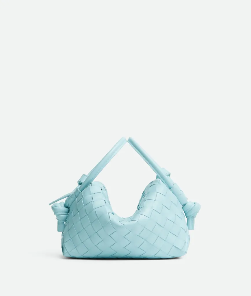 Bottega Veneta Zenith Blue Leather Crossbody Top Handle Loop Bag