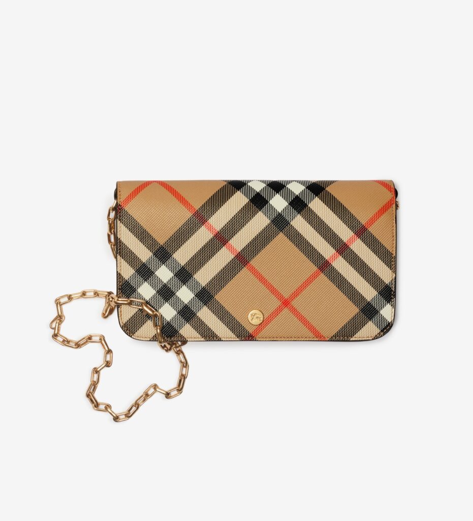 Burberry Check Chain Strap Wallet