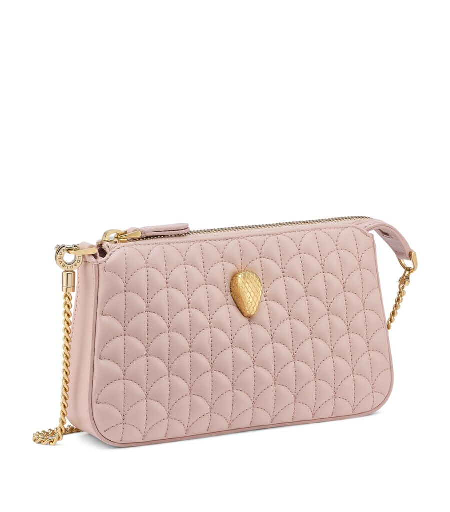 Bvlgari Serpenti Sugarloaf Pink Leather Medium Clutch Bag