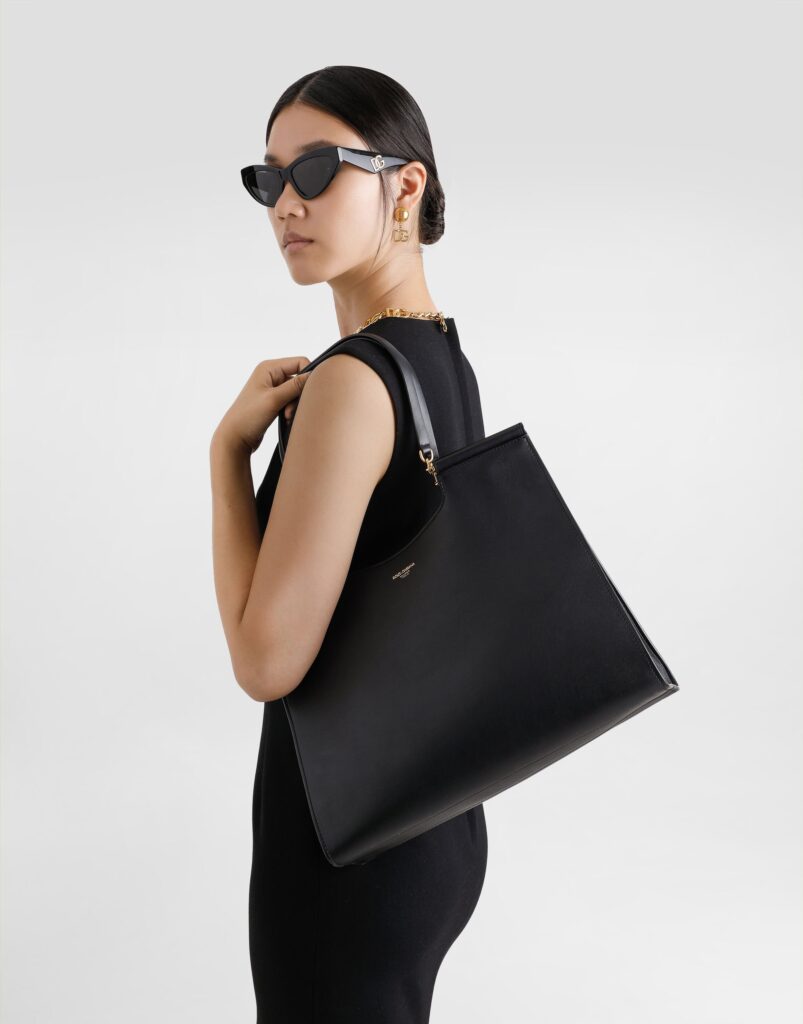Dolce Gabbana Large Sicily Black Leather Shopper Bag