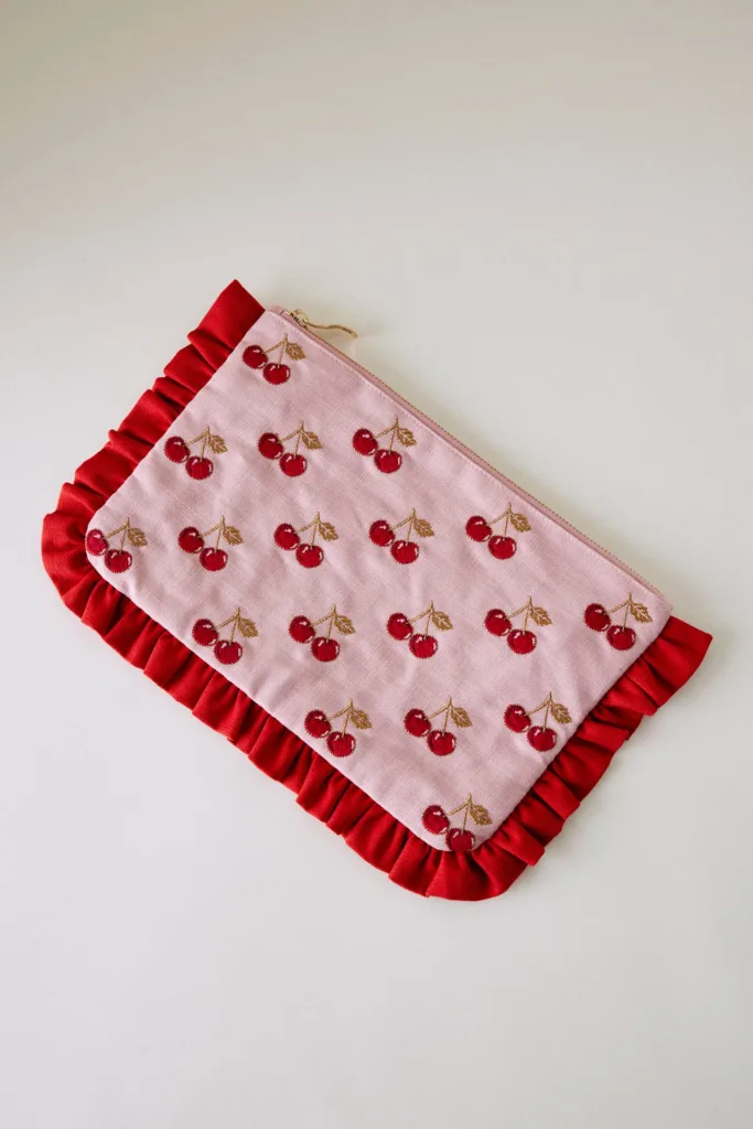Elizabeth Scarlett Cherry Pink Frill Pouch