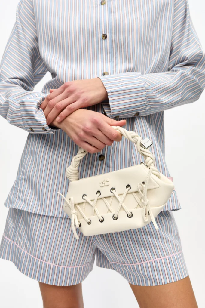 Ganni Off White Mini Ganni Lace-up Bou Bag