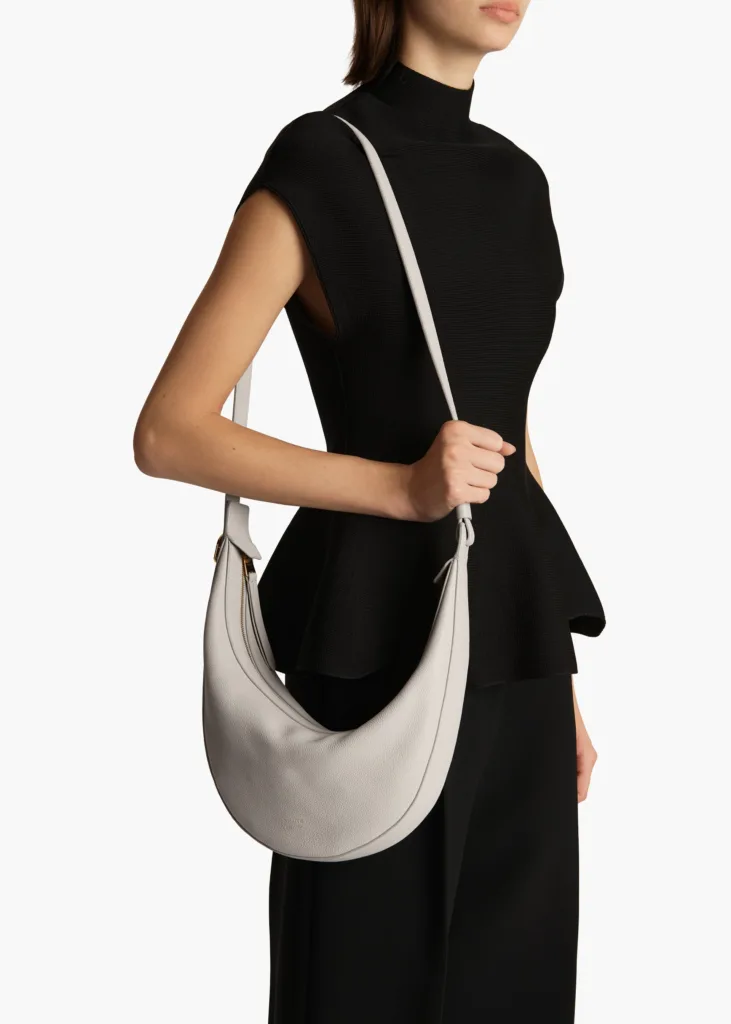 Khaite Small Augustina Light Grey Leather Crossbody