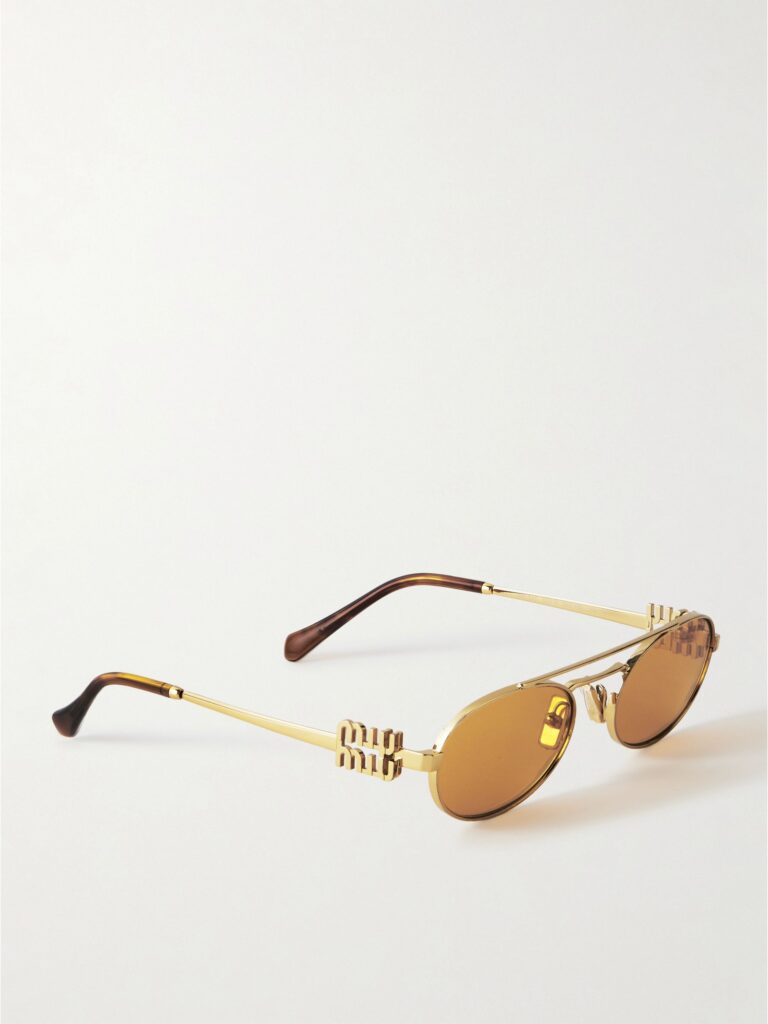Miu Miu Oval Frame Gold-tone Sunglasses