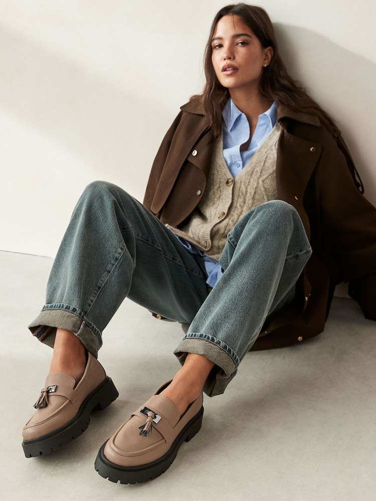 Next Mink Brown Forever Comfort Chunky Tassel Womens Loafters