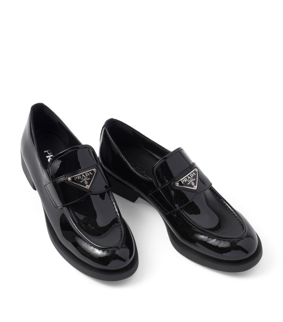 Prada Patent Leather Womens Loafers in Black
