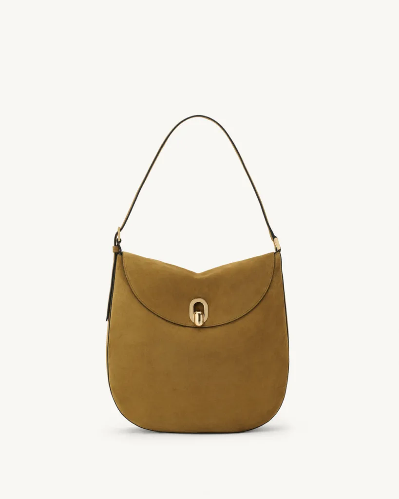 Savette Large Tondo Sepia Suede Hobo Bag