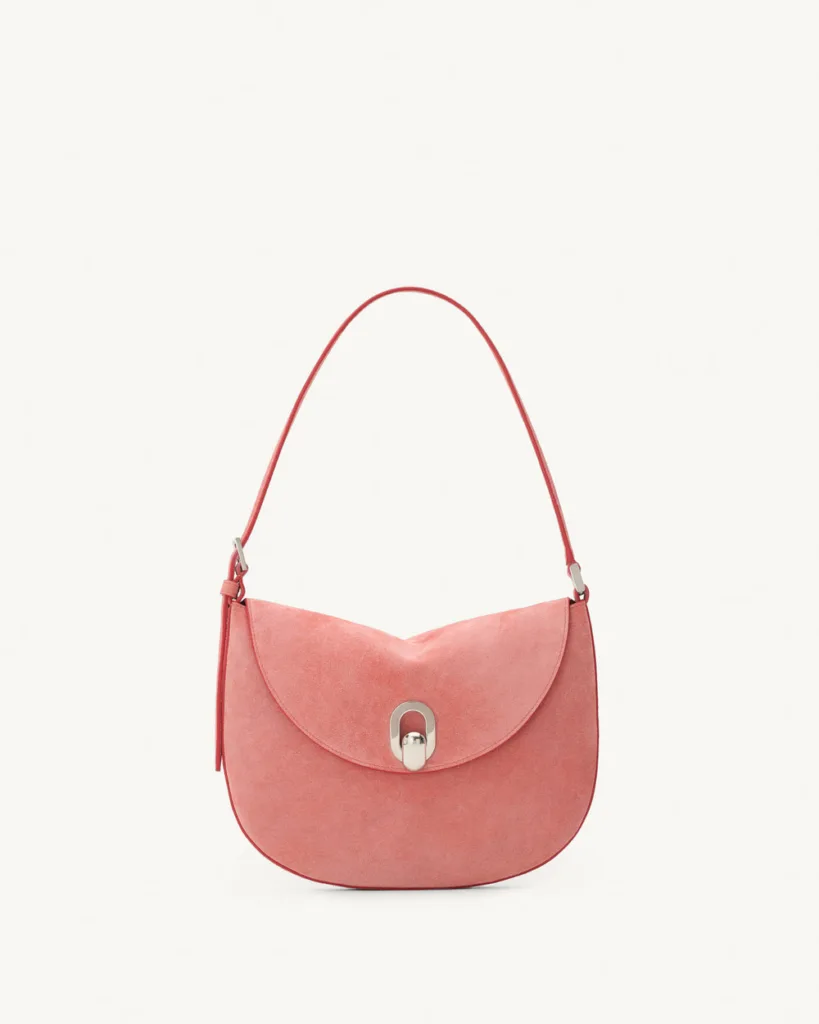Savette Small Tondo Camellia Suede Hobo Bag