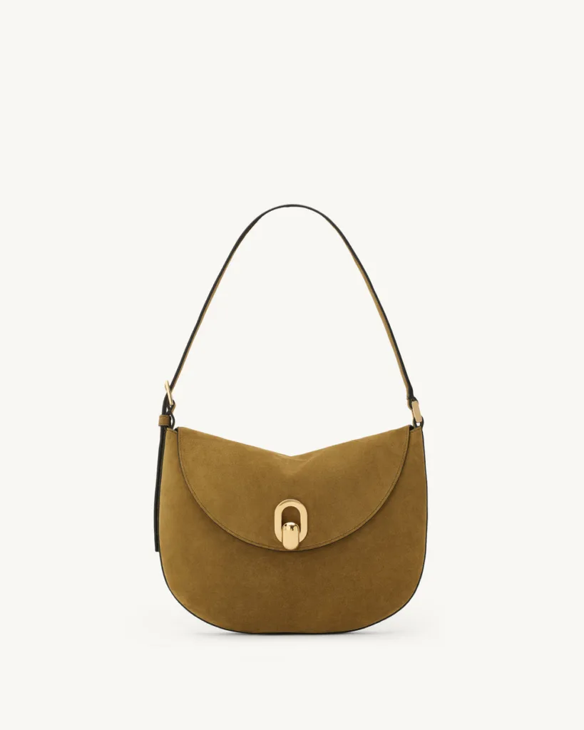 Savette Small Tondo Sepia Suede Hobo Bag