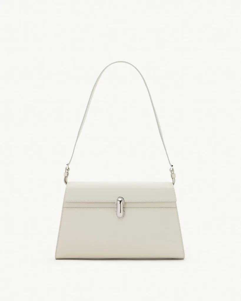 Savette Symmetry Ivory Leather Shoulder Bag