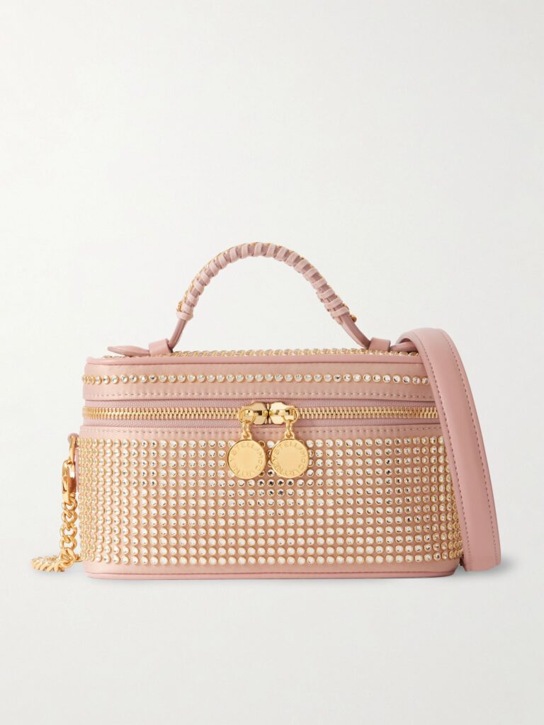 Stella McCartney Falabella Crystal-embellished Blush Satin Shoulder Bag
