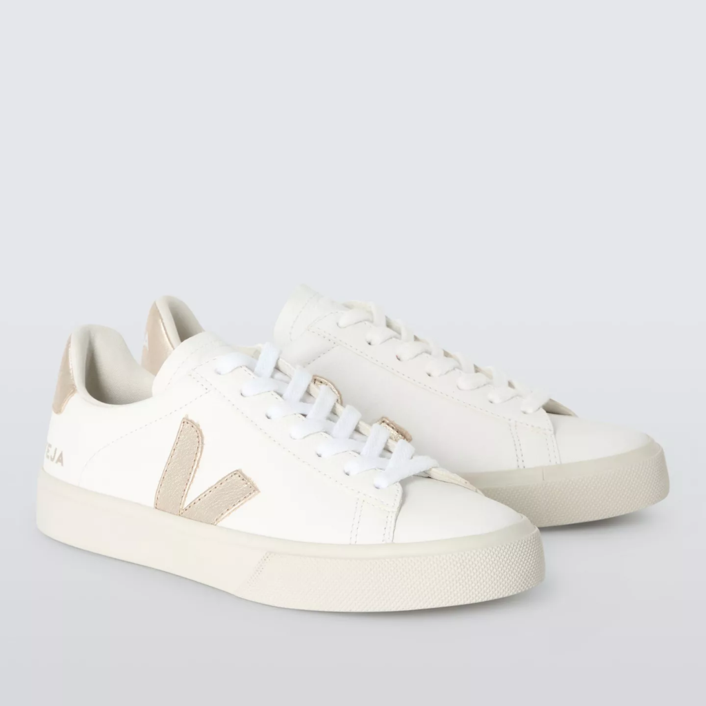 Veja Campo Leather Womens Trainers in White Platinum