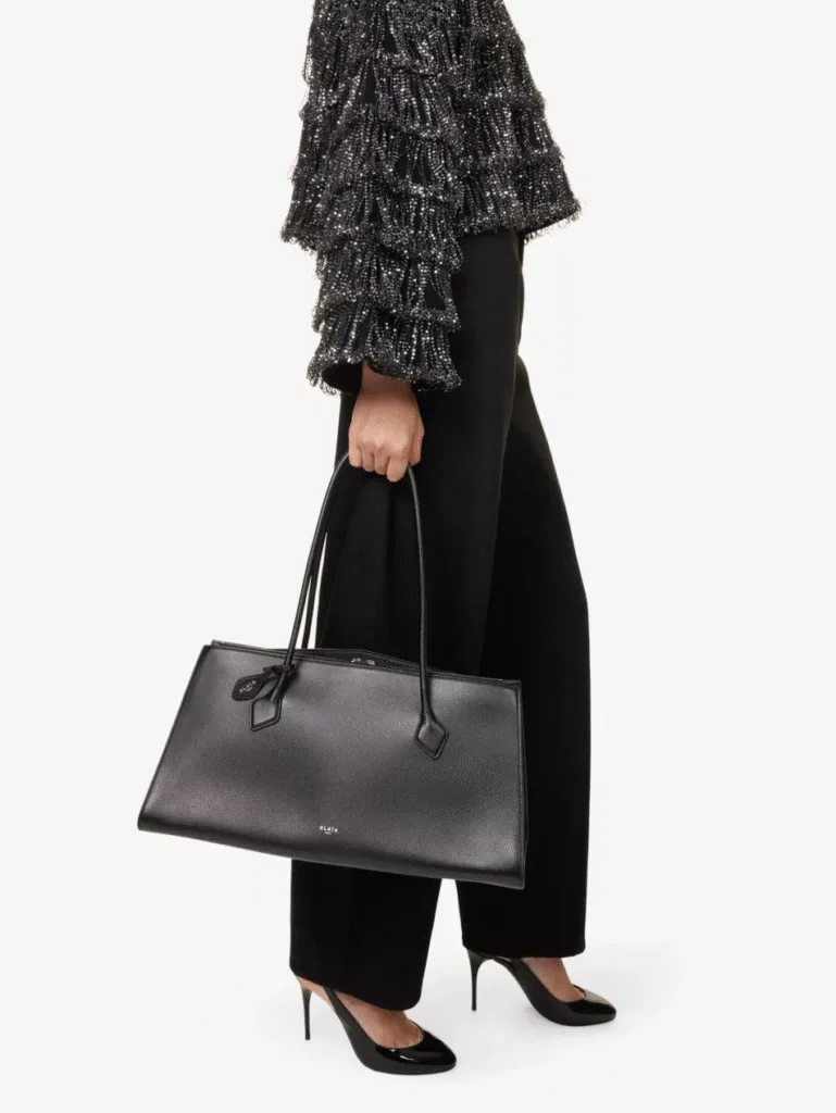 Alaia Le Teckel Shiny Grained Black Leather Tote Bag