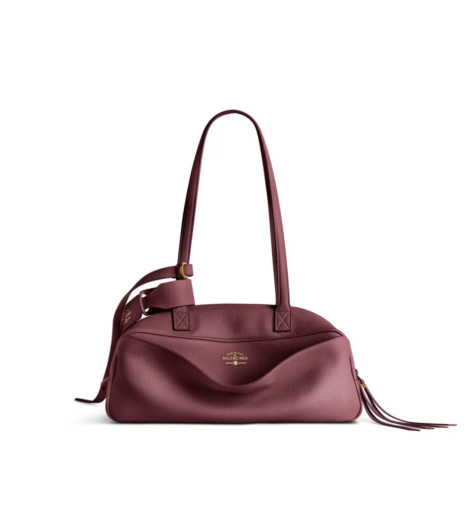 Balenciaga Carrie Dark Burgundy Calfskin Small Bowling Bag
