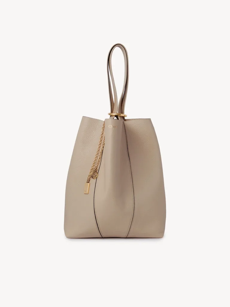 Chloe Spin Tote Bag in Boyish Brown Grained Leather