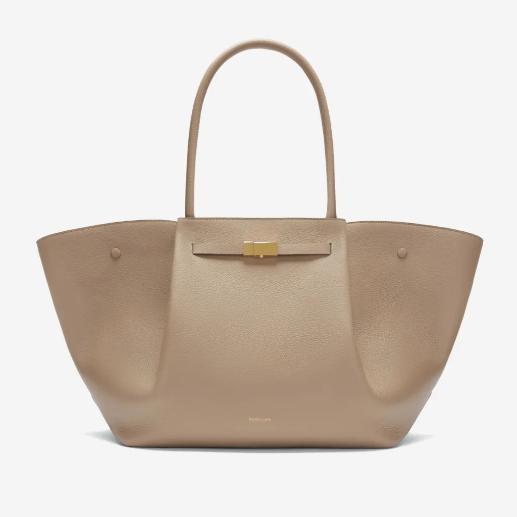DeMellier The New York Dark Sand Smal Grained Leather Tote Bag