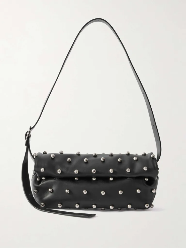 Jil Sander Studded Black Leather Shoulder Bag