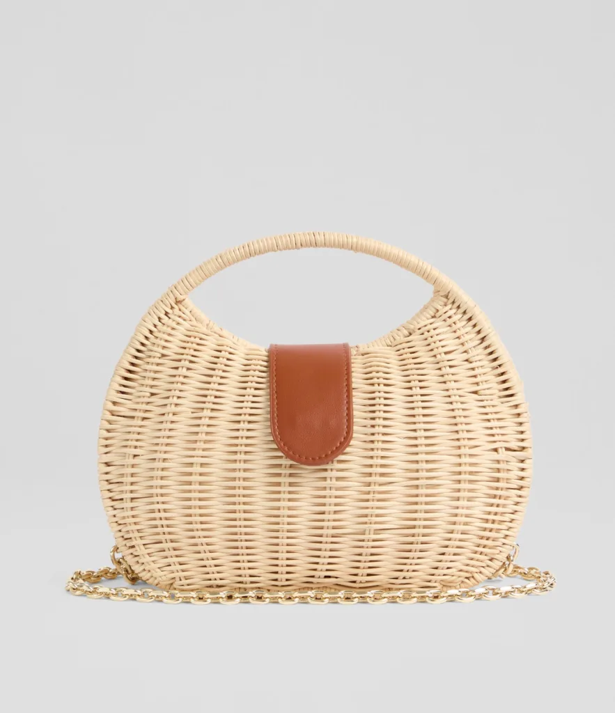 LK Bennett Lulu Natural & Tan Straw Rattan Box Grab Bag