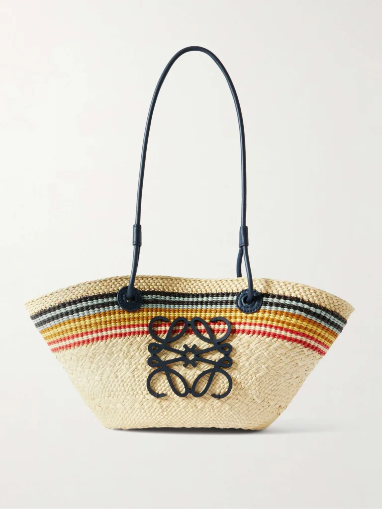 Loewe Paula's Ibiza Anagram Basket Striped Raffia Tote