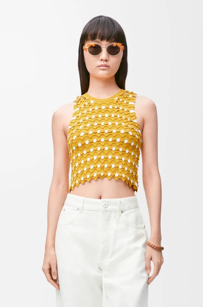 Loewe Top in Yellow Viscose and Cotton