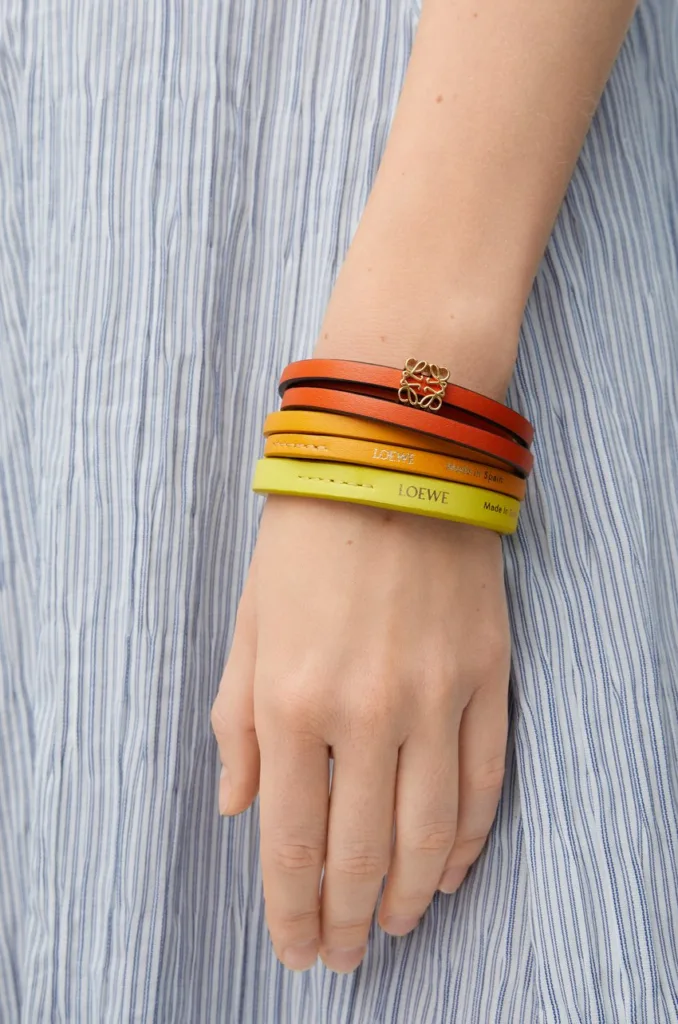 Loewe Twist Double Braclet in Vivid Orange and Yellow Calfskin