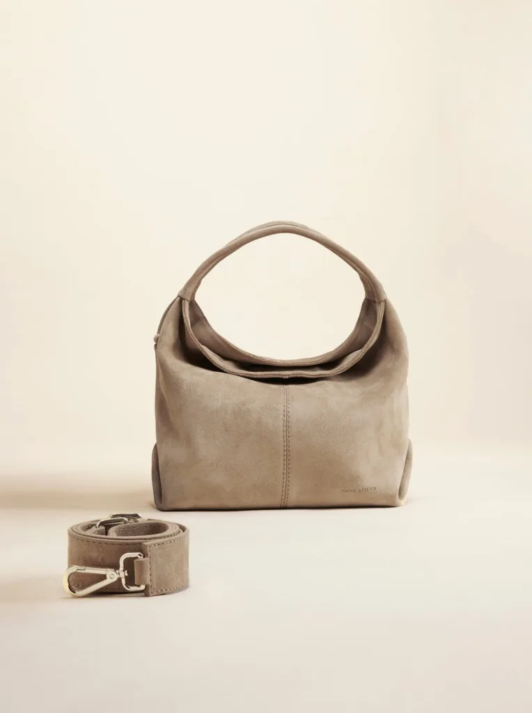 Manu Atelier Mini Gala Linen Suede Shoulder Bag